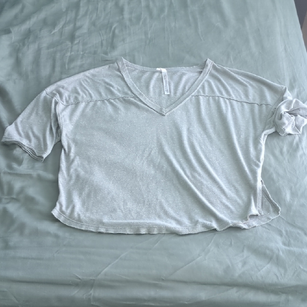 FP V Neck Oversized Tee With Side Slits- XS